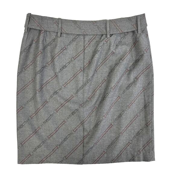 NWT J. McLaughlin Equine Horsebit Belted Skirt Womens 14 Grey Wool Cashmere - Picture 4 of 8